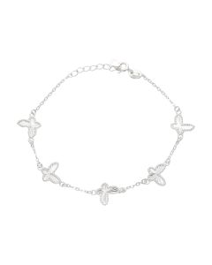 New Sterling Silver Adjustable 7"-7.5" Butterfly Bracelet