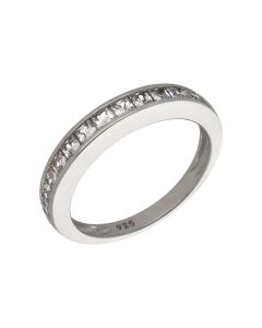 New Sterling Silver Square Cut Cubic Zirconia Half Eternity Ring