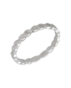 New Sterling Silver Cubic Zirconia Set Infinity Band Ring