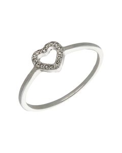 New Sterling Silver Cubic Zirconia Heart Ring