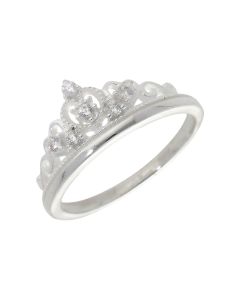 New Sterling Silver Cubic Zirconia Crown Ring