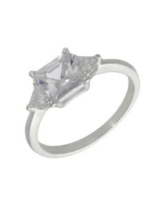 New Sterling Silver Square & Triangle Cubic Zirconia Ring