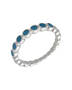 New Sterling Silver Synthetic Turquoise Bead Band Ring