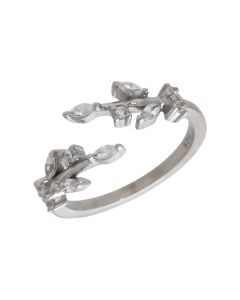 New Sterling Silver Cubic Zirconia Wraparound Olive Branch Ring