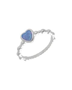New Sterling Silver Synthetic Blue Opal Heart Ring