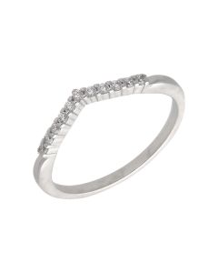 New Sterling Silver Cubic Zirconia Half Wishbone Ring