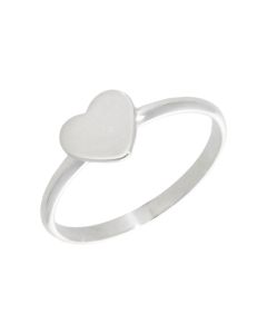 New Sterling Silver Flat Heart Signet Ring