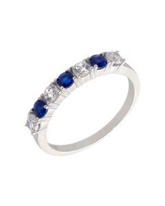 New Sterling Silver Blue & White Cubic Zirconia Eternity Ring