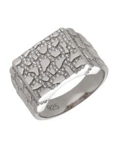 New Sterling Silver Nugget Signet Ring