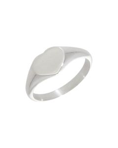 New Sterling Silver Polished Heart Signet Ring