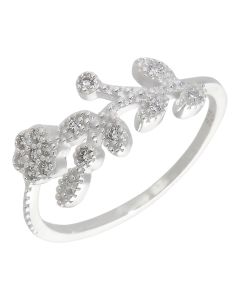New Sterling Silver Cubic Zirconia Floral Vines Dress Ring