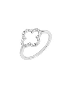 New Sterling Silver Cubic Zirconia Clover Petal Ring