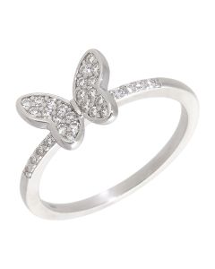New Sterling Silver Cubic Zirconia Butterfly Ring