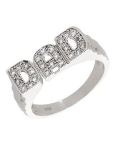 New Sterling Silver Cubic Zirconia Dad Ring