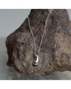 New Sterling Silver Water Drop Pendant & 16" Chain Necklace