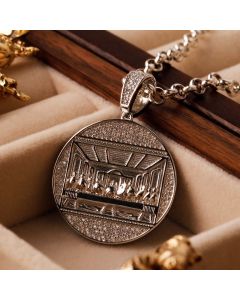 New Sterling Silver Cubic Zirconia Last Supper Pendant Necklace