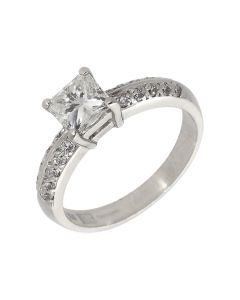 Pre-Owned 14ct White Gold Princess Cut Diamond Solitaire Ring