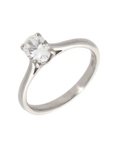 Pre-Owned 18ct White Gold 0.53 Carat Oval Diamond Solitaire Ring