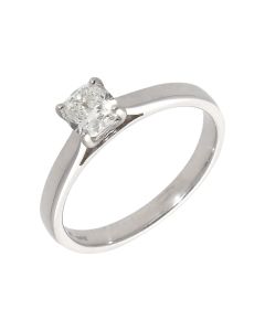 Pre-Owned 18ct White Gold GIA 0.60ct Cushion Cut Diamond Ring