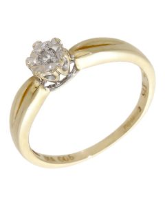Pre-Owned 9ct Yellow Gold Illusion Set Diamond Solitaire Ring