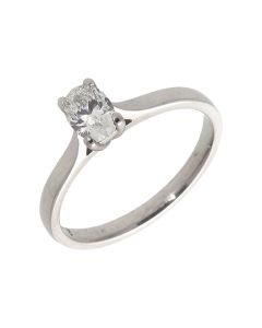 Pre-Owned Platinum 0.52ct Oval GIA Diamond Solitaire Ring