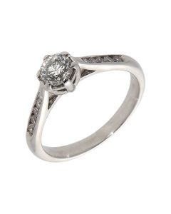 Pre-Owned 18ct White Gold Diamond Solitaire & Shoulders Ring