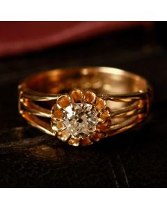 Pre-Owned Vintage 1905 18ct Gold Old Cut Diamond Solitaire Ring