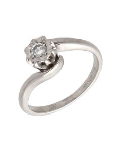 Pre-Owned 9ct White Gold Diamond Solitaire Twist Ring