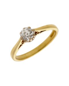 Pre-Owned 18ct Yellow Gold Old Cut Diamond Solitaire Ring