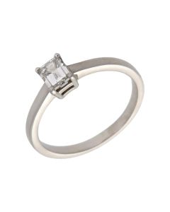 Pre-Owned Platinum 0.50ct Emerald Cut Diamond Solitaire Ring
