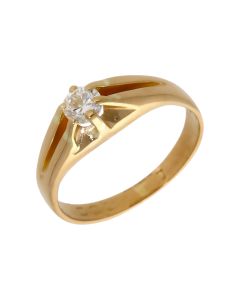 Pre-Owned 14ct Gold Gents 0.37ct Diamond Solitaire Signet Ring
