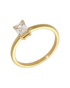 Pre-Owned 18ct Gold 0.64ct Emerald Cut Diamond Solitaire Ring