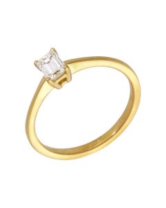 Pre-Owned 18ct Gold 0.50ct Emerald Cut Diamond Solitaire Ring