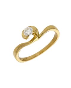 Pre-Owned 18ct Gold 0.25ct Diamond Solitaire Wave Twist Ring
