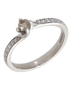 Pre-Owned 9ct White Gold 0.25ct Diamond Solitaire Twist Ring