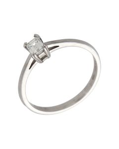 Pre-Owned 18ct Gold 0.30ct Emerald Cut Diamond Solitaire Ring