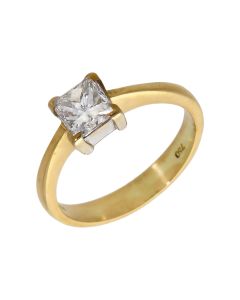 Pre-Owned 18ct Gold 1.02ct Princess Cut Diamond Solitaire Ring