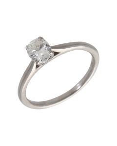 Pre-Owned 18ct White Gold 0.48ct Oval Diamond Solitaire Ring