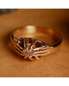 Pre-Owned Vintage 1989 9ct Gold Diamond Solitaire Signet Ring