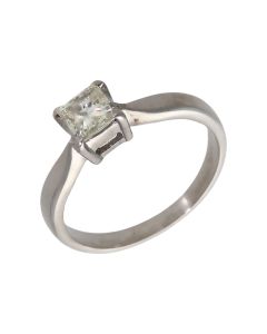 Pre-Owned 14ct White Gold 0.54ct Princess Cut Diamond Ring