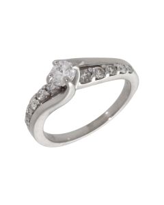 Pre-Owned 18ct Gold Diamond Solitaire & Shoulders Twist Ring