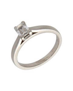 Pre-Owned Platinum 0.60ct Emerald Cut Diamond Solitaire Ring
