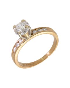 Pre-Owned 14ct Gold 1.04ct Diamond Solitaire & Shoulders Ring