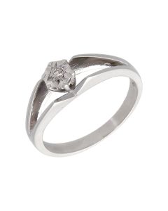 Pre-Owned 9ct White Gold Illusion Set Diamond Solitaire Ring