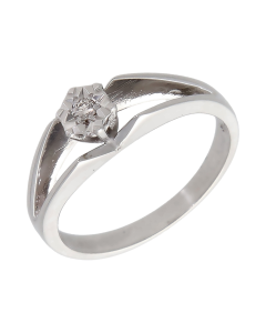 Pre-Owned 9ct White Gold Illusion Set Diamond Solitaire Ring