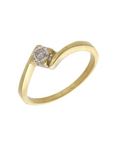 Pre-Owned 9ct Gold Illusion Set Diamond Solitaire Twist Ring