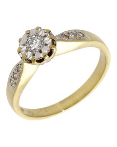 Pre-Owned 18ct Gold 0.20ct Illusion Set Diamond Solitaire Ring