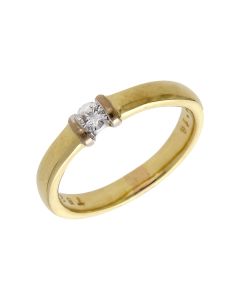 Pre-Owned 18ct Gold 0.16ct Diamond Solitaire Set Band Ring