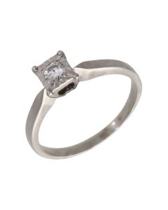 Pre-Owned 9ct White Gold Illusion Set Diamond Solitaire Ring