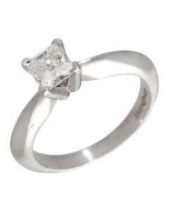 Pre-Owned Platinum 0.50ct Princess Cut Diamond Solitaire Ring